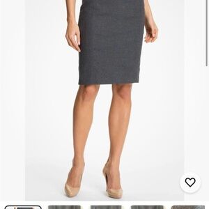 Ted Baker Elegant Gray Pencil Skirt Wool zip closure size 2